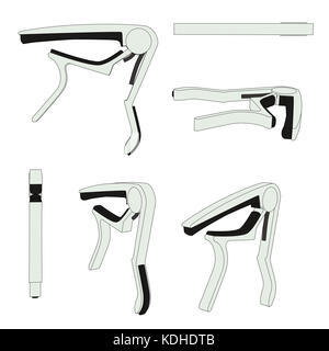 guitar capo tool with black colored outlines Stock Photo