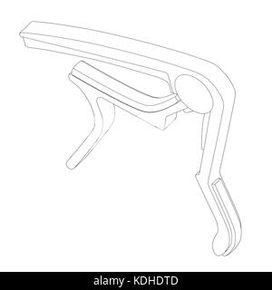 guitar capo tool with black colored outlines Stock Photo