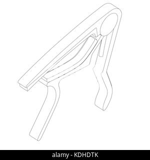 guitar capo tool with black colored outlines Stock Photo