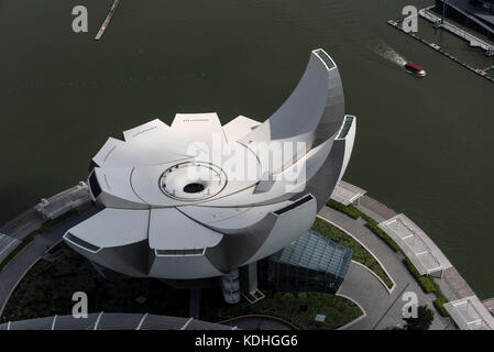 The world's first ArtScience museum designed in the shape of  a lotus flower is located at Marina Bay in Singapore. Stock Photo