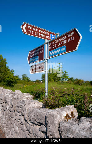 Road sign along the Wild Atlantic Way near Kinvarra, County Galway, Ireland Stock Photo