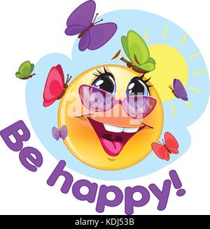 Avatar of girl with big eyes and glasses, wide happy smile in red Santa ...