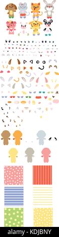 Animal character construction DIY set. With this kit you can to create much over fifty thousand variations. Stock Vector