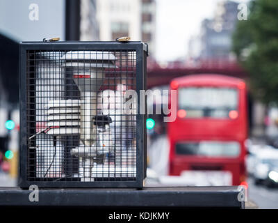 London Air Quality Pollution Monitoring in Farringdon Street in Central London UK Stock Photo