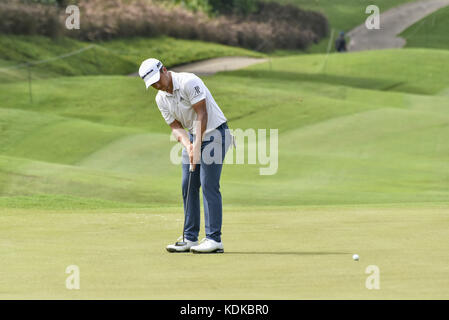 Kuala Lumpur, MALAYSIA. 14th Oct, 2017. Xander Schauffele of USA in action during the CIMB Classic 2017 day 3 on October 14, 2017 at TPC Kuala Lumpur, Malaysia. Credit: Chris Jung/ZUMA Wire/Alamy Live News Stock Photo