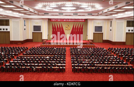 Beijing, China. 14th Oct, 2017. The Political Bureau of the Communist Party of China (CPC) Central Committee presides over the Seventh Plenary Session of the 18th CPC Central Committee in Beijing, capital of China. The plenum was held from Oct. 11 to 14 in Beijing. Credit: Ding Lin/Xinhua/Alamy Live News Stock Photo