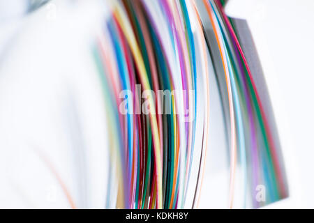 Picture of glass fiber cables in many colours taken in Dusseldorf, Germany, 13 October 2017. Vodafone started a fiber-optic expansion program on this date. The fast network is to reach speeds of up to 1 gigabyte per second for both upload and download. Photo: Rolf Vennenbernd/dpa Stock Photo