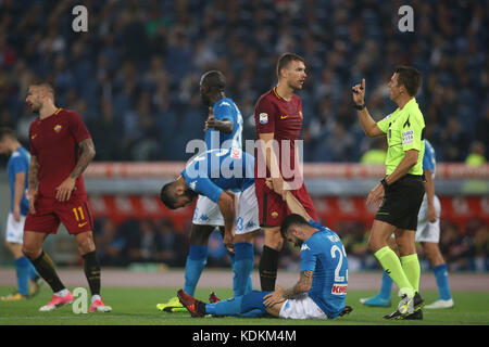 Rome, Italy. 14th Oct, 2017. ROME, ITALY - Olimpic stadium, 14 october 2017 : Hysaj in action during football match serie A League 2017/2018 between AS Roma vs Napoli at the Olimpic Stadium on october 14, 2017 in Rome. Credit: Independent Photo Agency/Alamy Live News Stock Photo