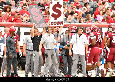 Philadelphia, Pennsylvania, USA. 14th Oct, 2017. Temple football sideline coach's in action against UConn, at Lincoln Financial Field in Philadelphia PA Credit: Ricky Fitchett/ZUMA Wire/Alamy Live News Stock Photo