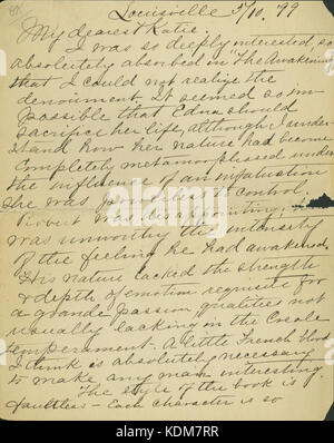 Letter Signed Lizzie L Louisville To My Dearest Katie Kate Chopin May 10 19 Stock Photo Alamy