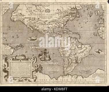 Map of America by Arnoldo di Arnoldi, circa 1600 Stock Photo