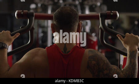 Strong athletic men pumping up muscles and train in gym workout.  Bodybuilder man doing biceps exercise with dumbbell in fitness club Stock  Photo - Alamy