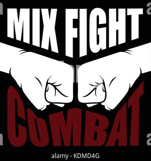 Mix fight combat emblem - collision of two fists Stock Vector