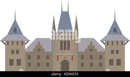 Medieval luxurious palace - castle with towers Stock Vector