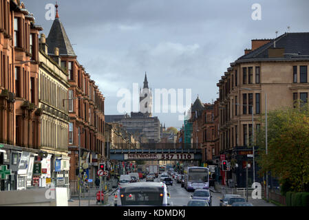 Busy traffic on Dumbarton Road in Partick Glasgow Scotland Stock