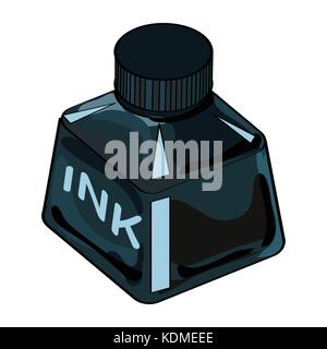 Isolated Ink Bottle cartoon on white Background - Vector Illustration Stock Vector