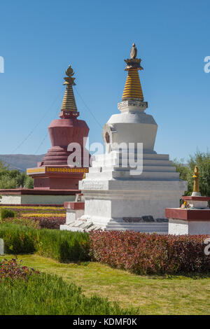 Stupas at Samye Monastery, Dranang, Lhokha, Tibet, China Stock Photo