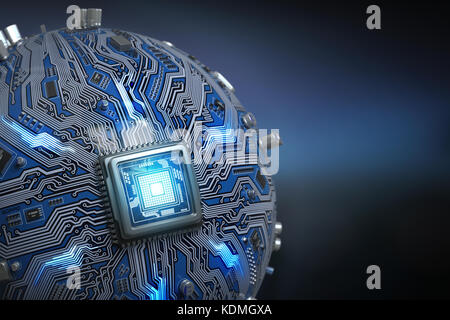 3d Illustration of Computer chip and transistor. Design of computer ...