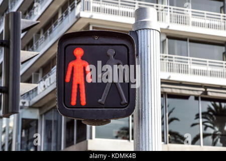 Red traffic light, for pedestrians on the street Stock Photo