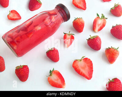 fresh strawberries drink Stock Photo