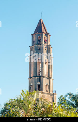 The Manaca Iznaga Tower , an old slave lookout in Cuba's historic sugar cane fields., Valle De Los Ingenios, Trinidad, Cuba, Caribbean Stock Photo