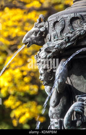 Prague Royal Garden, Detail of singing fountain in front of Queen Anne's Summer Palace, Belvedere, Autumn Prague, Czech Republic Stock Photo