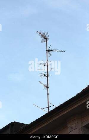 Antenna on a roof Stock Photo