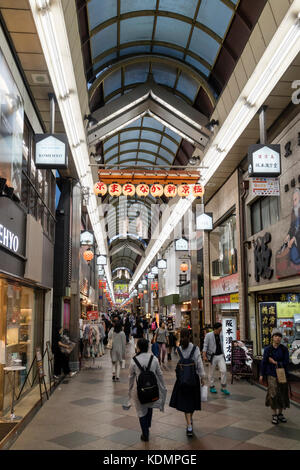 Kyoto, Japan - May 18, 2017: Pedestrians walking in the Shin Kyogoku Shopping Arcade Stock Photo