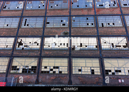 Window facade factory, Steelstacks, Bethlehem Steel Plant factory, Pennsylvania,, Abandoned rusting remains, now arts and events centre, USA. Stock Photo