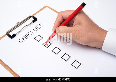 Checklist on white paper Stock Photo