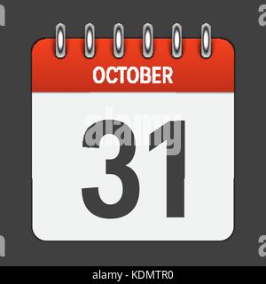 October 31 Calendar Daily Icon. Vector Illustration Emblem. Elem Stock Vector