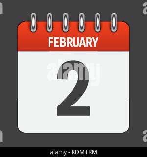 February 2 Calendar Daily Icon. Vector Illustration Emblem. Elem Stock Vector