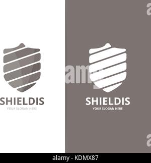 Vector of shield logo combination. Security and protect symbol or icon. Unique law and guard logotype design template. Stock Vector