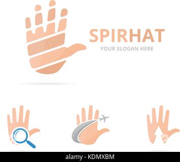 Set of hand logo combination. Arm symbol or icon. Unique support logotype design template. Stock Vector