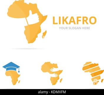 Set of africa logo combination. Safari and best symbol or icon. Unique geography, continent and choice logotype design template. Stock Vector