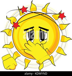 Cartoon sad sun holding his nose because of a bad smell. Expression ...