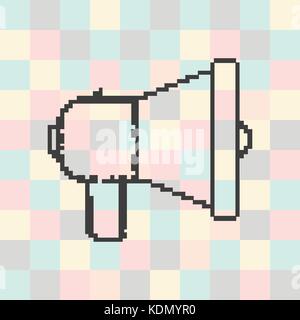 Vector pixel icon megaphone on a square background Stock Vector