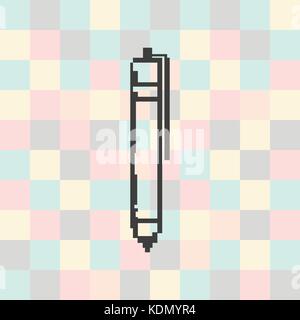 Vector pixel icon pen on a square background Stock Vector