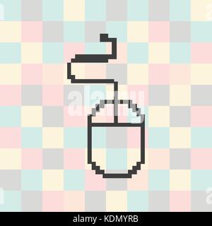 Vector pixel computer mouse icon on square background Stock Vector