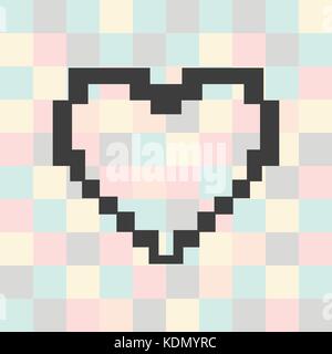 Vector pixel heart icon on a square background Stock Vector