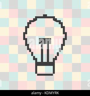 Vector pixel icon light on a square background Stock Vector