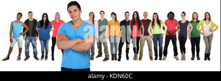 Group of young people friends team with crossed arms isolated on a white background Stock Photo