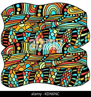 Colored Artistically ethnic pattern. Hand-drawn, ethnic, floral, retro, doodle, vector, art tribal design element. Stock Vector