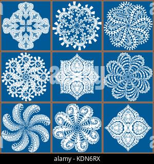 Gorgeous seamless patchwork pattern from blue Moroccan tiles, ornaments. Can be used for wallpaper, pattern fills, web page background,surface texture Stock Vector