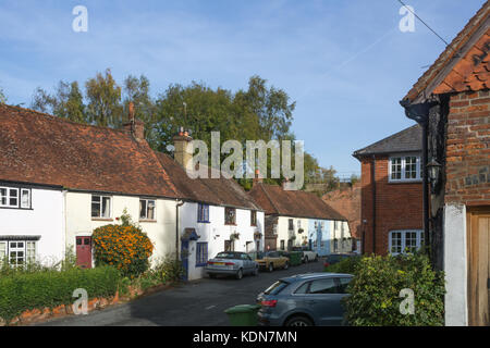 Charming old cottages in The Street in Old Basing village, Hampshire, UK Stock Photo