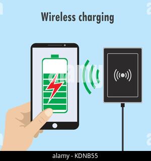 Smartphone on a Wireless Charge, vector illustration Stock Vector