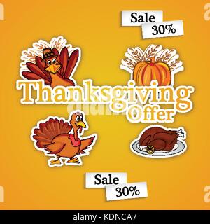 illustration of elements of thanksgiving background Stock Vector