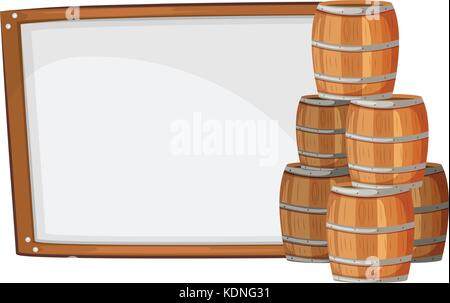 Board template with barrels on side illustration Stock Vector