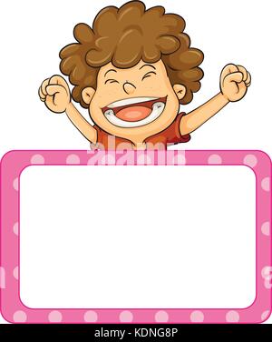 Blank sign template with cute boy on white background illustration ...