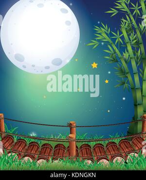 Scene with fullmoon in the sky illustration Stock Vector
